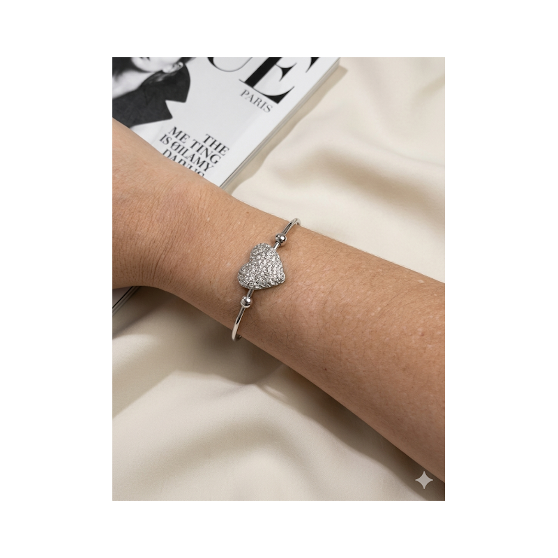 Bracelete no aço inoxidavel banhado a prata