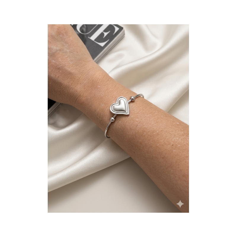 Bracelete no aço inoxidavel banhado a prata