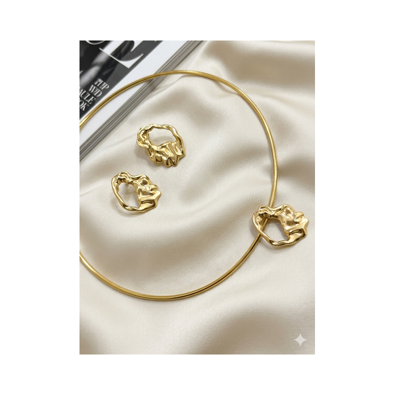 Conjunto no aro folheado a dourado