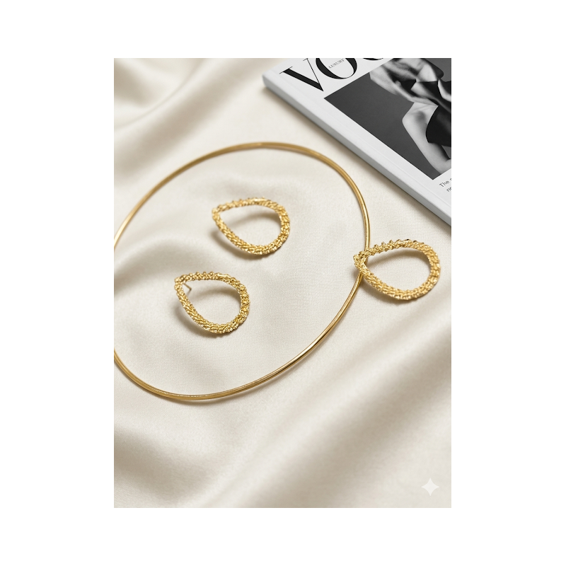 Conjunto no aro folheado a dourado