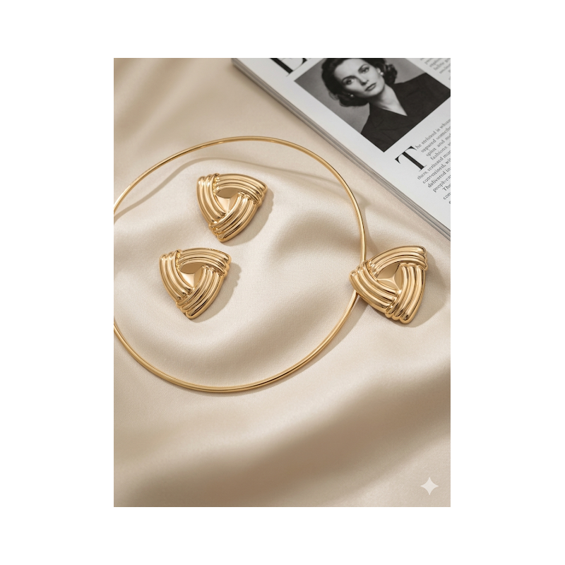 Conjunto no aro folheado a dourado