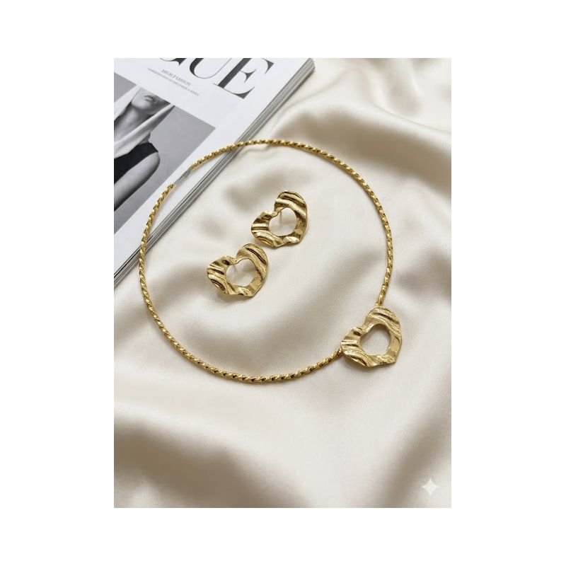 Conjunto no aro folheado a dourado