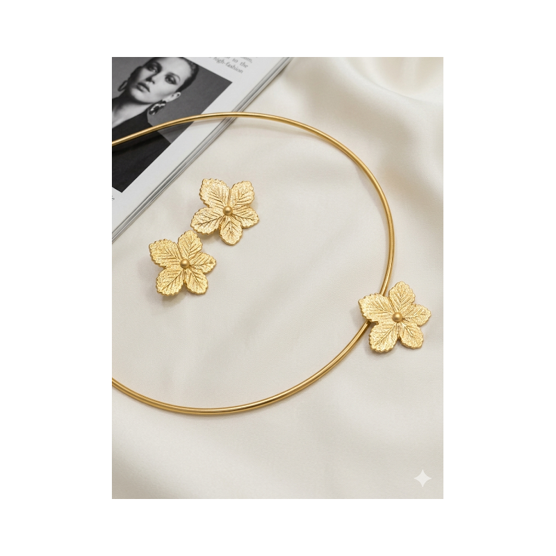 Conjunto no aro folheado a dourado