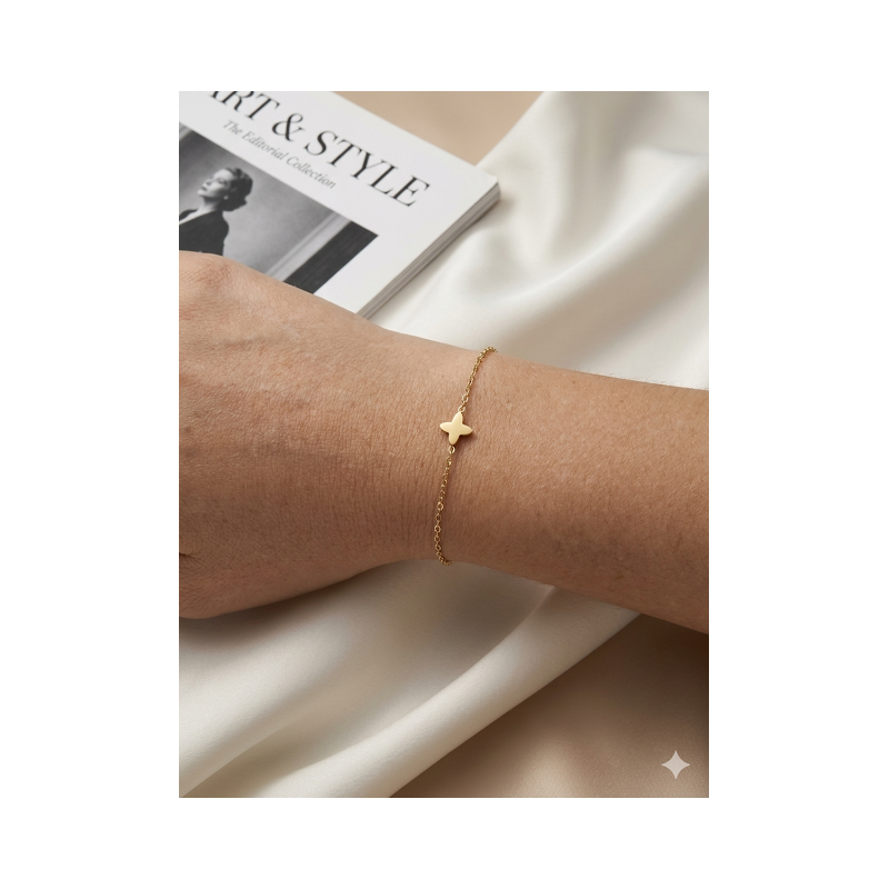 Pulseira no aço inoxidavel banhado a ouro