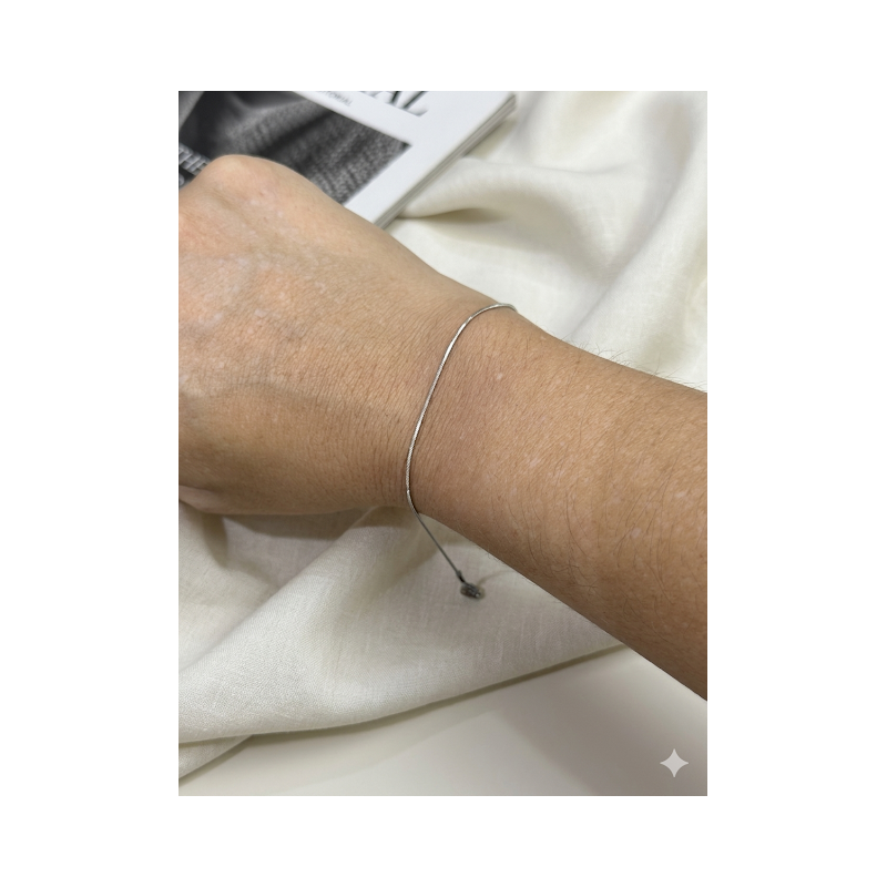 Pulseira no aço inoxidavel banhado a prata