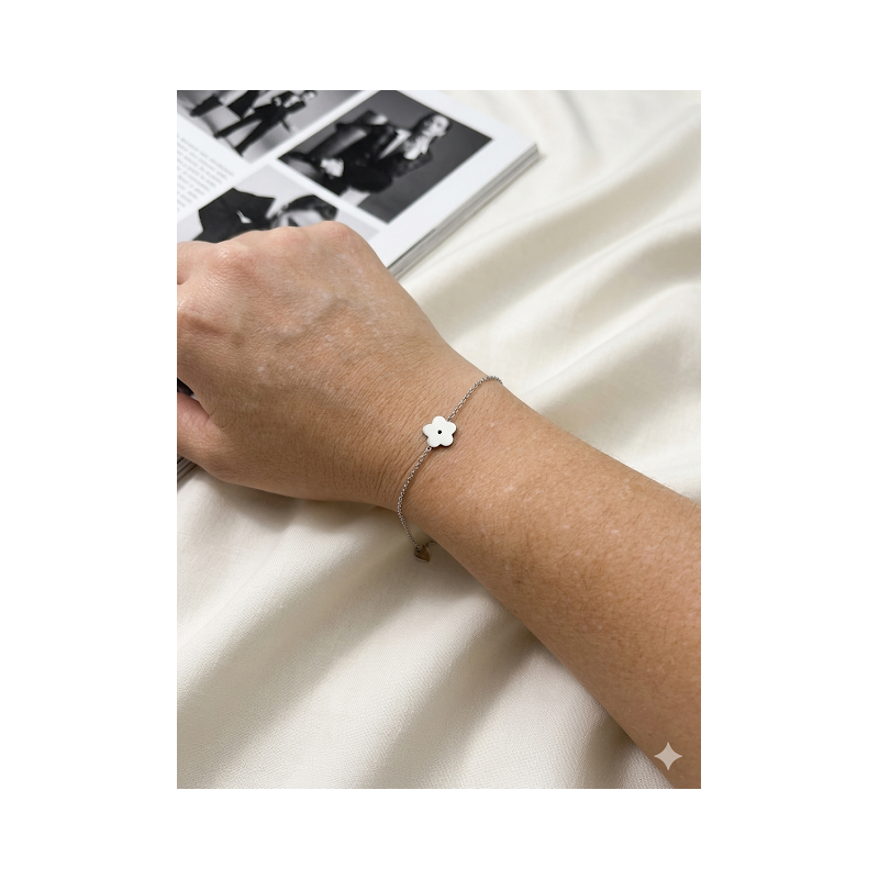 Pulseira no aço inoxidavel banhado a prata