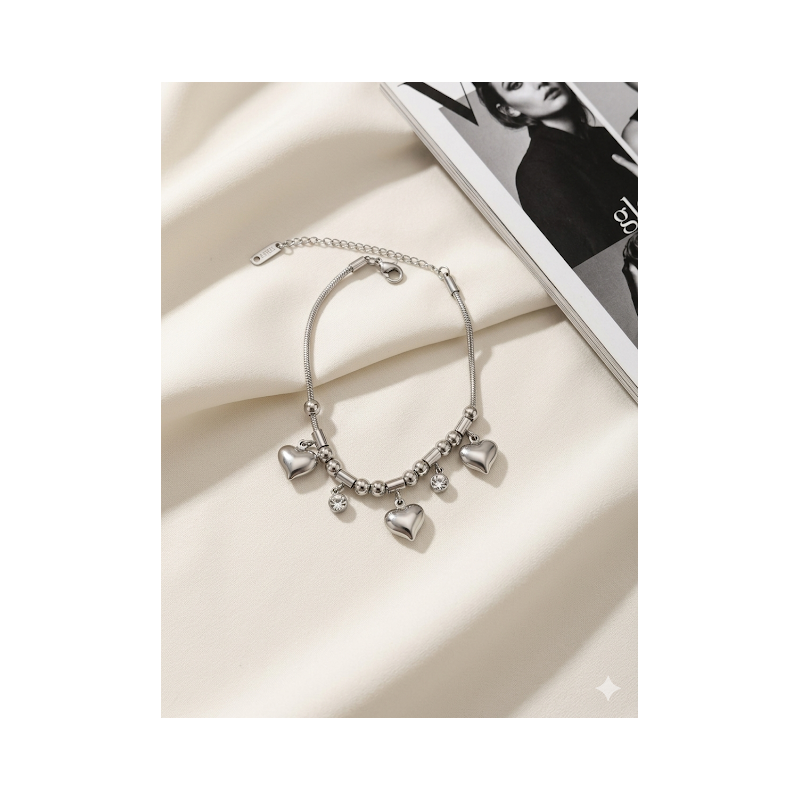 Pulseira no aço inoxidavel coraçao