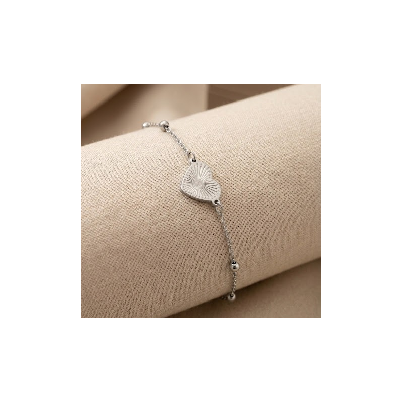 Pulseira no aço inoxidavel coraçao